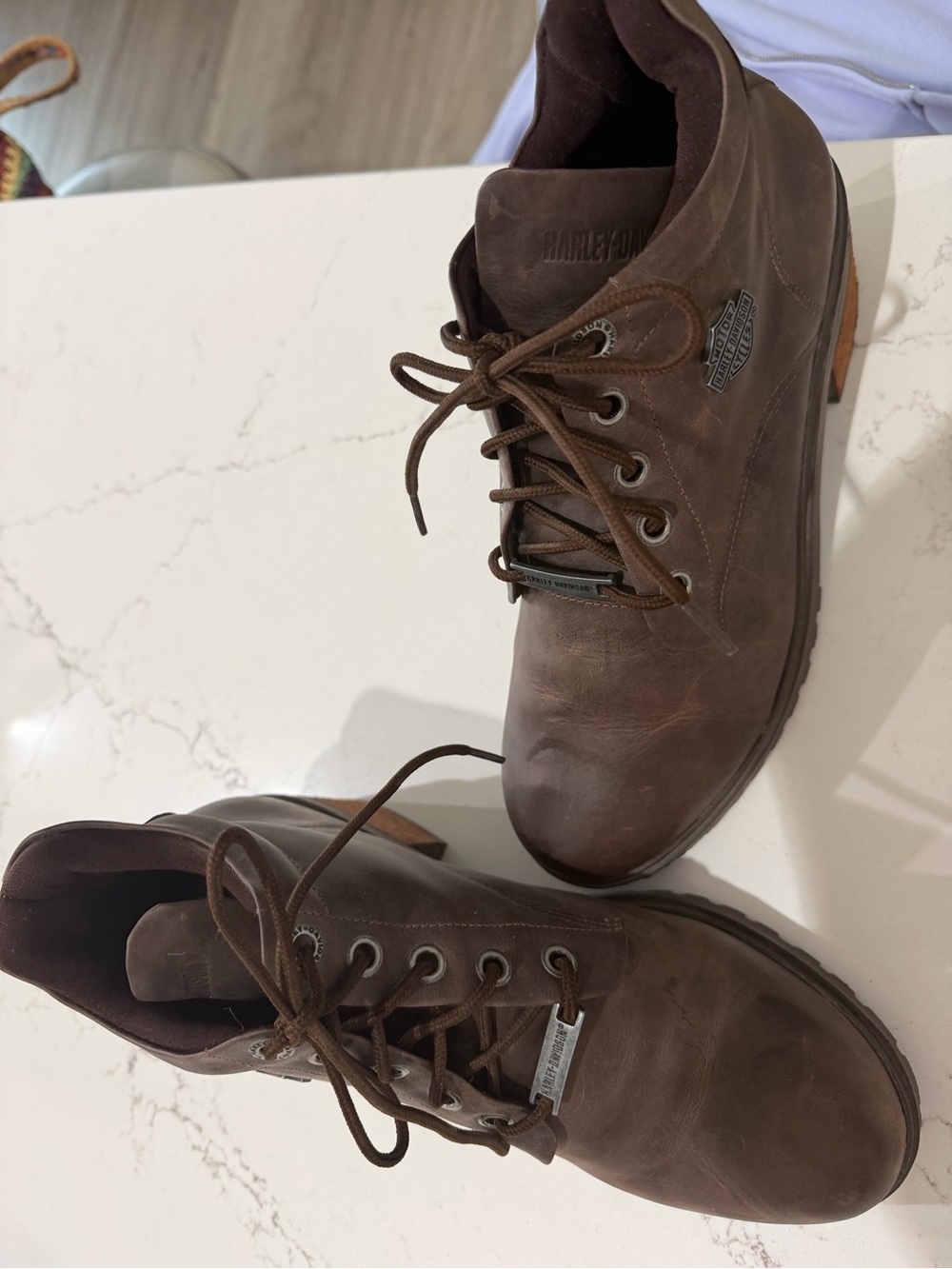 Harley-Davidson Brown Leather Lace-Up Ankle Boots